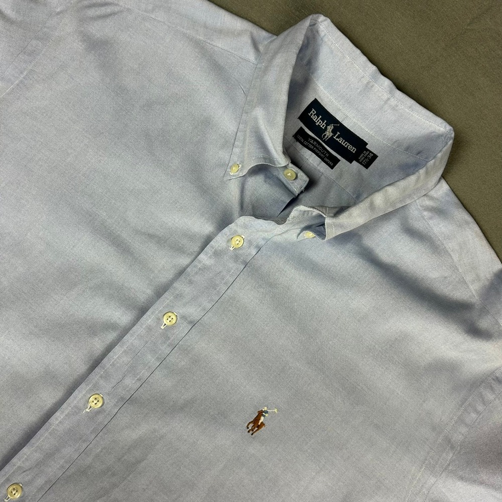 Ralph Lauren Button Down Yarmouth Pinpoint Oxford Mens 17.5-34 Light Blue